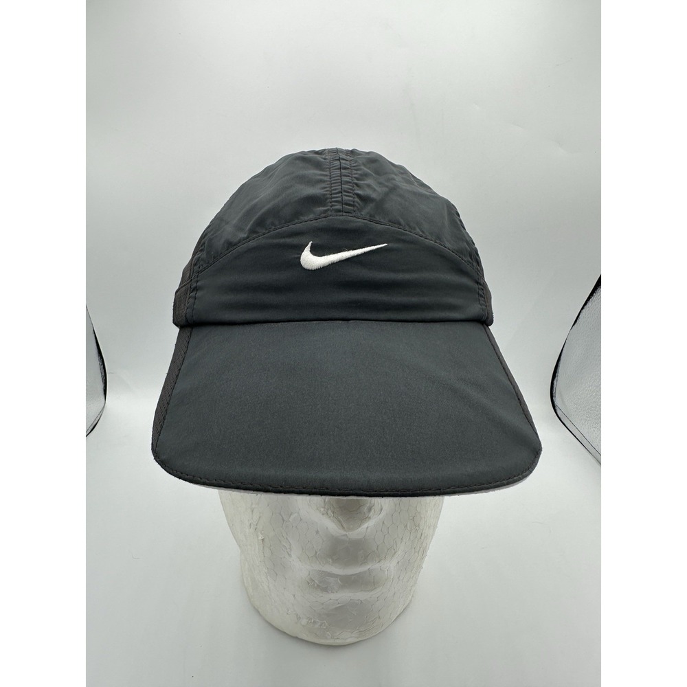 VTG Nike Tailwind Dri-FIT 7 Panel Running Hat Black Mesh Reflective Cap 594856